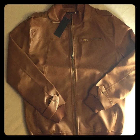 Brown (TAN) leather jacket - Picture 1 of 8